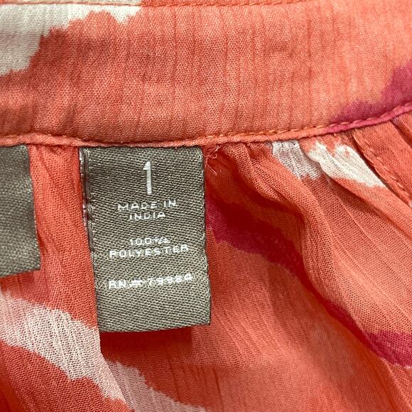 Chicos Tunic Blouse Womens Size 1 US M Pink Long Sleeve Sheer Keyhole Scoop Neck - Picture 4 of 5